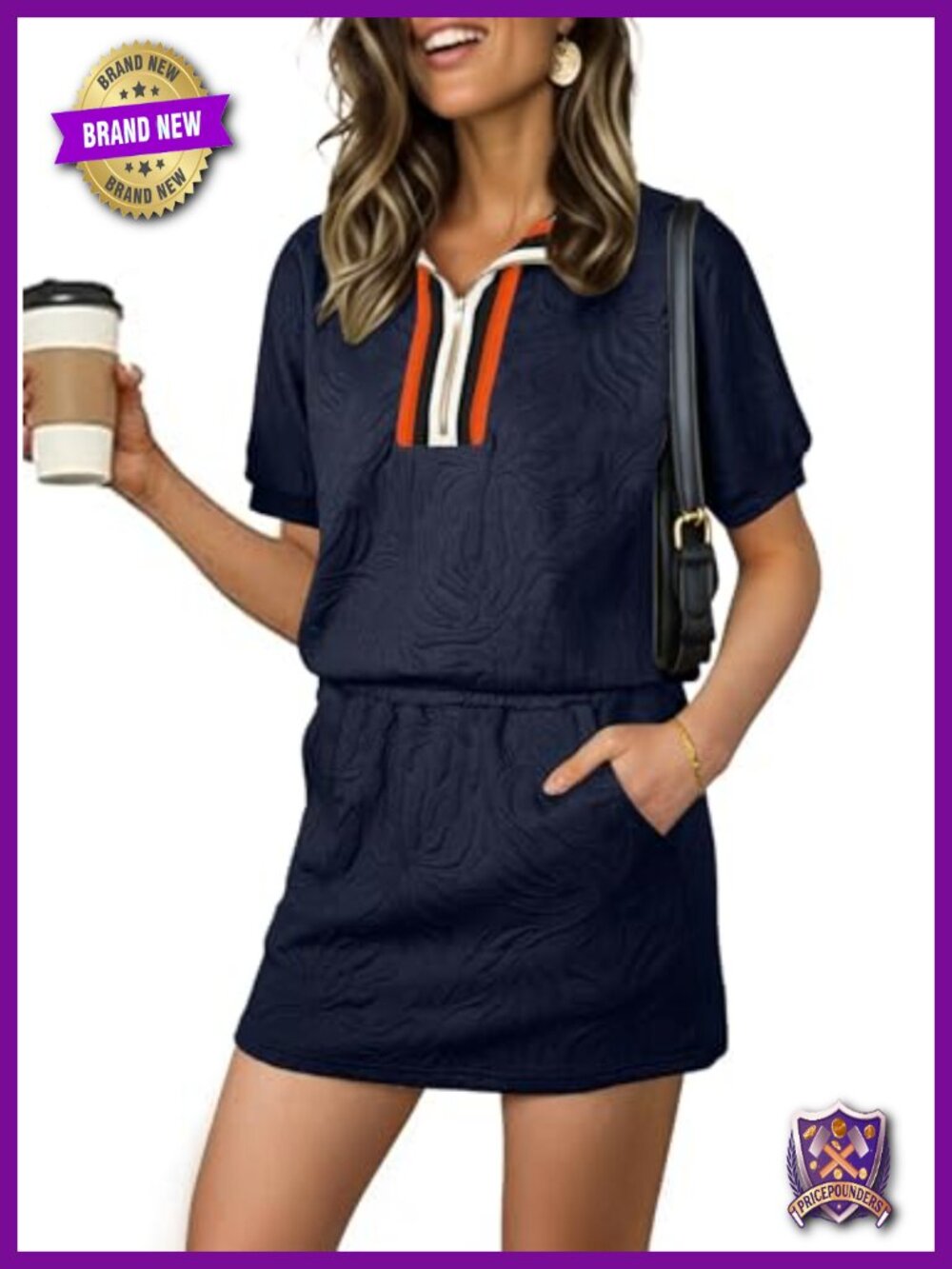 Half Zip Textured Top Mini Skort Set 2 Piece Casual Outfit